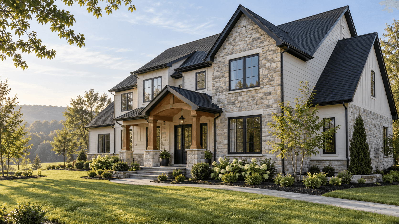 Illustrative finished single-family home exterior